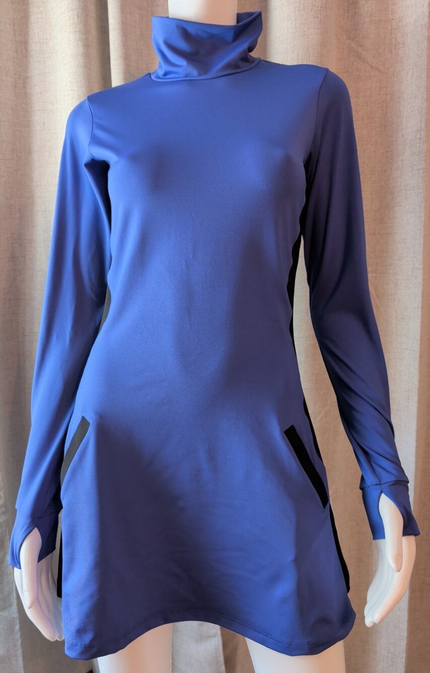 Olay Soul Dress Deep Blue Black Golf Tennis Stretch Turtleneck Long Sleeve Small